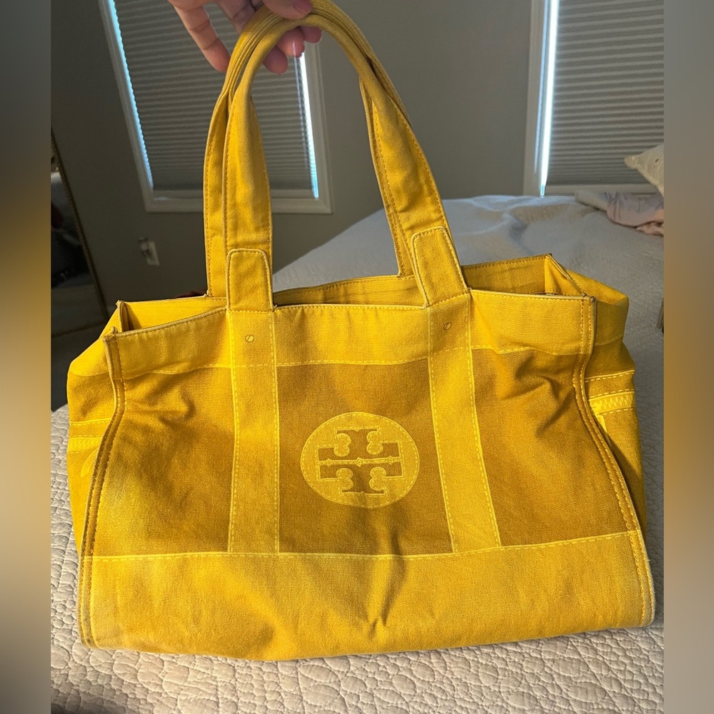 Tory Burch  medium Yellow Canvas Tote Bag